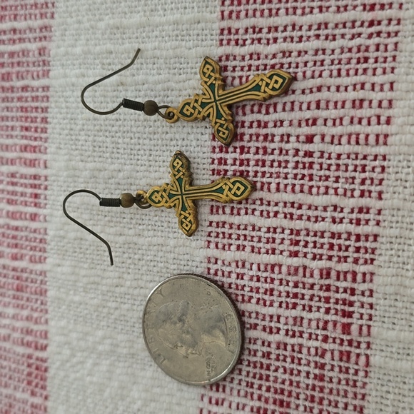 Celtic Sea Gems - Celtic Cross Earrings - EUC - Picture 5 of 5
